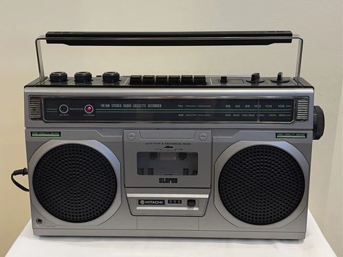 Vintage 1980's Hitachi TRK-7300H Stereo Sound Boom Box Radio and Cassette EXC