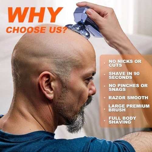 Skull Shaver Electric Palm Razor LED Cordless Rechargeable 5 Blades Wet Dry SET - Picture 6 of 6