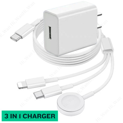 For Apple Watch Series 10 9 8 7 6 iPhone USB C Magnetic Cable 20W Fast Charger