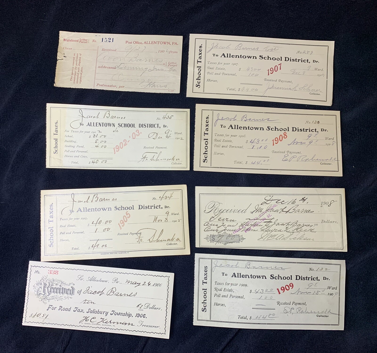 Original 190209 Allentown School District PA Tax Receipts Lot! eBay