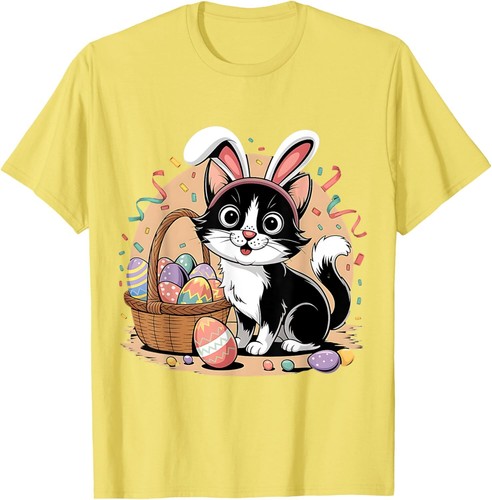 Easter Cat with Bunny Ears Cute Spring Kitty T-Shirt Hoodie - Picture 11 of 19