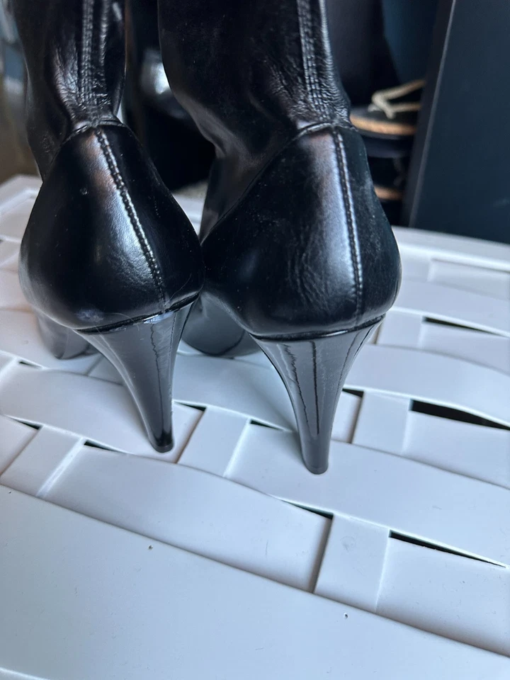 Stella McCartney tall black boots leather stiletto heels AS IS (see photos) 37.5 Foto 3 de 4
