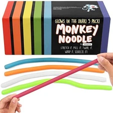  5-Pack Glow in The Dark Monkey Noodle Stretchy String Fidget / Sensory Toys 