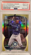 2023 BOWMAN CHROME 1ST PROSPECTS YELLOW REFRACTOR FELNIN CELESTEN /75 PSA 10