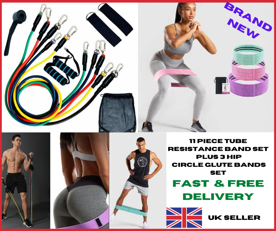 Home Workout Fitness Set Hip Circle Bands 11 Piece Tube
