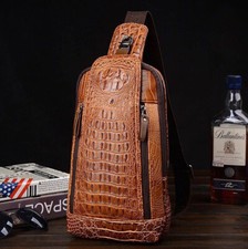 Sling Backpack Men's Casual Leather Crocodile Crossbody Chest Bag Sport Daypack