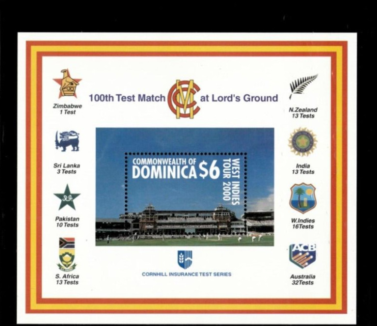 VINTAGE CLASSICS - Dominica 2000- Cricket- Souvenir Stamp Sheet- Scott 2221- MNH