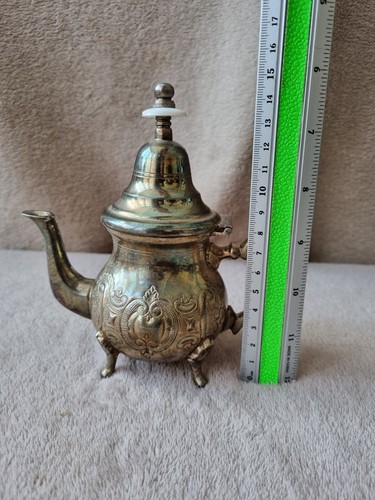 Rara tetera marroquí plateada cafetera árabe nómada plata Bennani Freres - Imagen 11 de 13