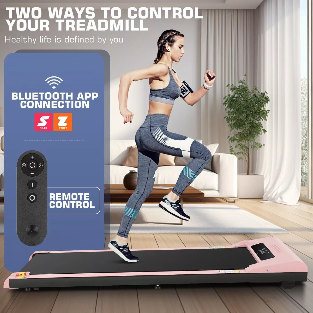Walking Pad Treadmill Under Desk Treadmills for Home w Smart App Remote Control