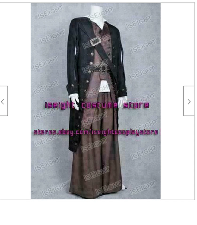 Piratas del Caribe Cosplay Barbossa Disfraz Halloween Juego Completo Foto 3 de 4