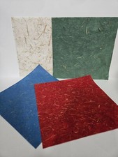 Mulberry Paper Sheets 6''x6'' Rice/ Straw Red, White, Blue, Green 20 pieces