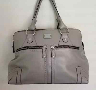 Modalu Pippa Grey Handbag Leather Bag Three Compartments Brogue