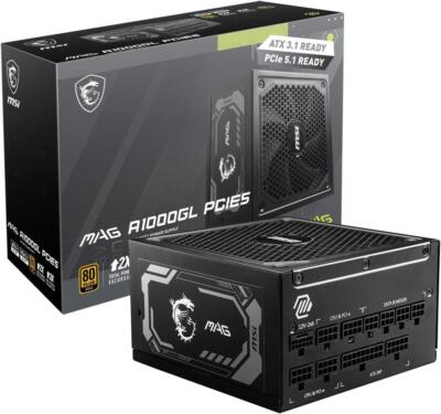 (Factory Refurbished) MSI MAG A1000GL PCIE5 80 GOLD 1000W GAMING POWER SUPPLY