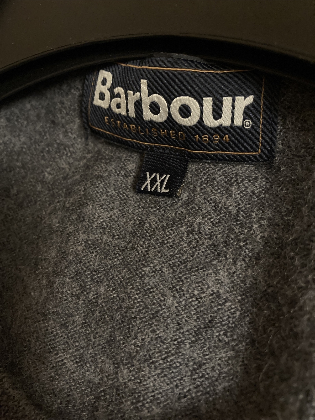 Mens Grey Barbour 100 Wool Jumper XXL Shrunk In Wash See Measurements