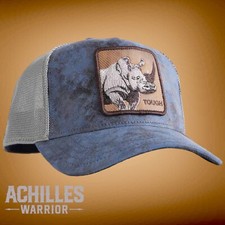 Goorin Bros Animal Trucker Hat Storm Rhino Tough Navy Faux Leather Big Game New