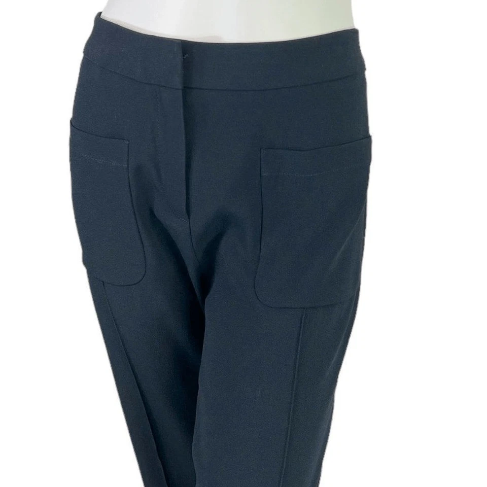 Pantalón Vanessa Bruno Parche Bolsillo Crepé Azul Marino Detalle de Pliegue, EE. UU. 10 Foto 3 de 4