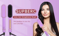 Advanced Ionic Hair Straightener Brush Fast Heating 9 Temp Settings LED