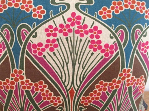 Liberty Morris Ianthe Chestnut Linen Art Nouveau & Velvet Fabric Cushion Cover - Picture 6 of 12