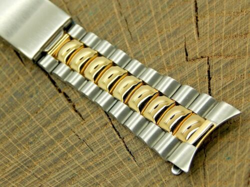 Vintage Watch Band NOS Unused Gold Plate & Stainless Steel Deployment Clasp 20mm - Picture 1 of 6