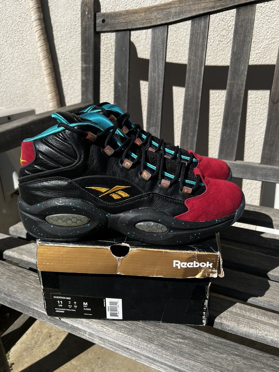 Reebok Question Mid Burn Rubber Apollos Young Black Rare Iverson Mens Size  11