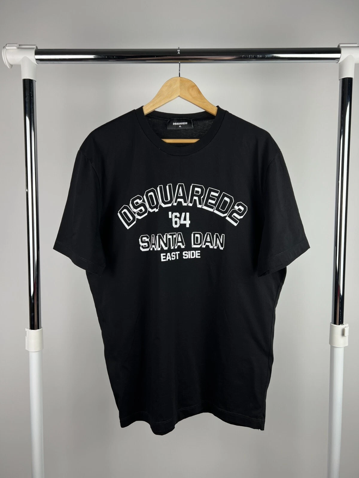 T shirt nera uomo Dsquared2 Santa Dan vestibilità regolare taglia XL