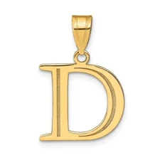 14k Yellow Gold Polished Etched Letter D Initial Pendant Perfect Gift for Her