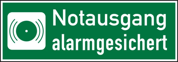 KÖNIG WERBEANLAGEN Rettungszeichen, Notausgang alarmgesichert- 300x105 mm Folie selbstkl., lnl