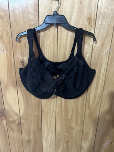 Glamorise 1245 Elegance Lace Wonderwire Front Close Bra US 48G Black