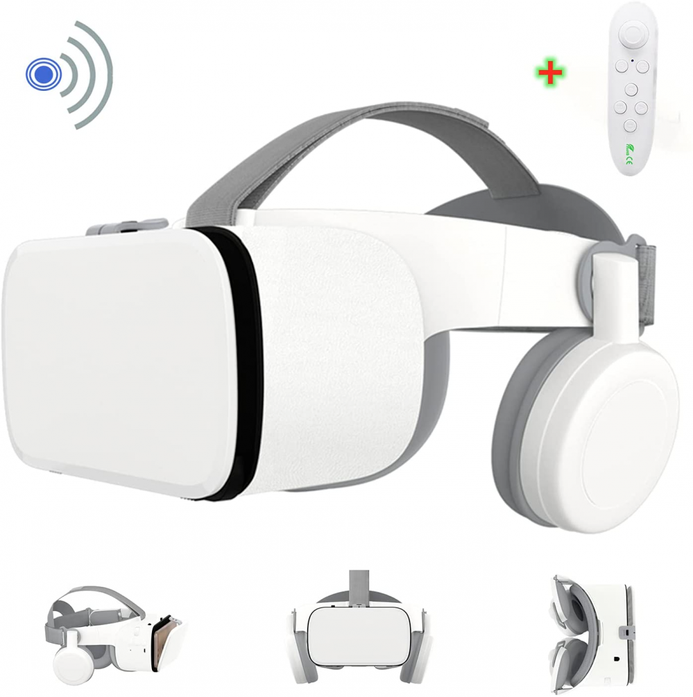 VR Headset for iPhone and Android Phones, 3D Virtual With white remote-image