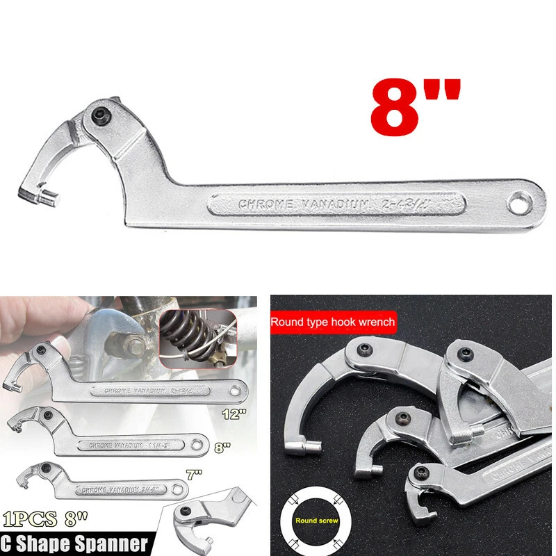 8in Motorcycle Hook Wrench C Clamp Spanner Tool Workshop For Spring Installation - Image 2 of 4
