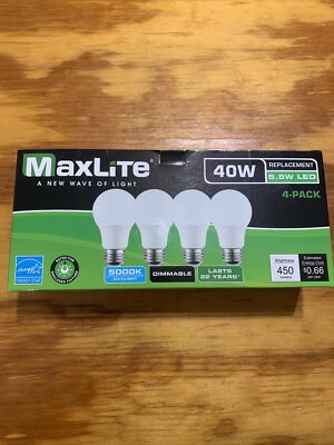 4 pack New 40 Watt Equivalent  A19 LED Light Bulb Dimmable Daylight 5000k!!!!