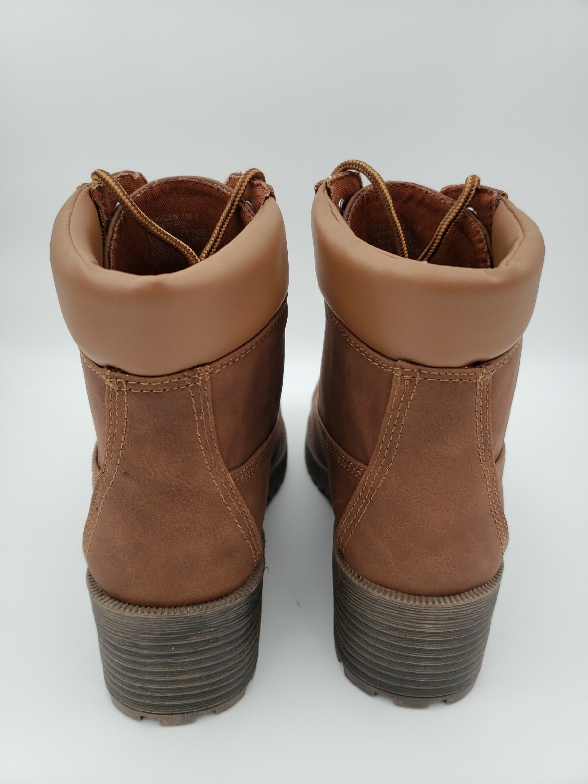 Rock & Candy Womens Staylen High Heel Faux Leather Hiking Boots Brown