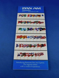 PAN-AM-AIRLINE-SCHEDULE-PAN-AMERICAN-JUNE-SEPTEMBER-1986-TIMETABLE-ADVERTISING