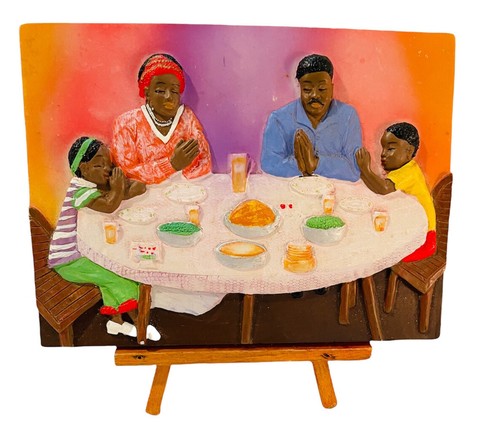 African American Folk Art Plaque 4” x 6” Resin Heritage Society Family Prayer