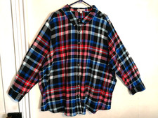 Blusa Woman Within 3X Plus 30/32 Franela a Cuadros Roja Negra Abotonada Manga Larga