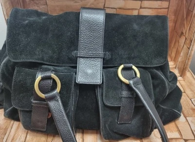Vintage Karen Millen Handbag Black Suede Leather CG BC3 - Image 1 of 4