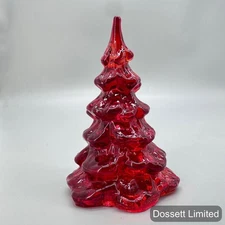 Red Art Mosser Glass Christmas Tree Figurine Holiday Tabletop Decor 3.25"