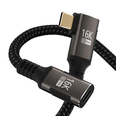 2Ft Right Angle USB C Extension Cable Fits Thunderbolt 5/4/3 80Gbps 240W