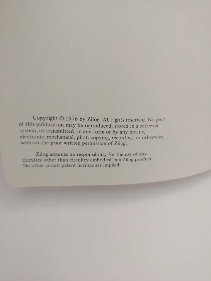 Vintage 1976 Zilog Z80-CPU Technical Manual Microprocessor Guide 1st Edition - Image 4 of 4