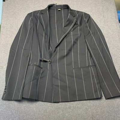 Open Edit Men s Blazer Size 38R Black Modern Fit Buckle Front Striped Jacket MB