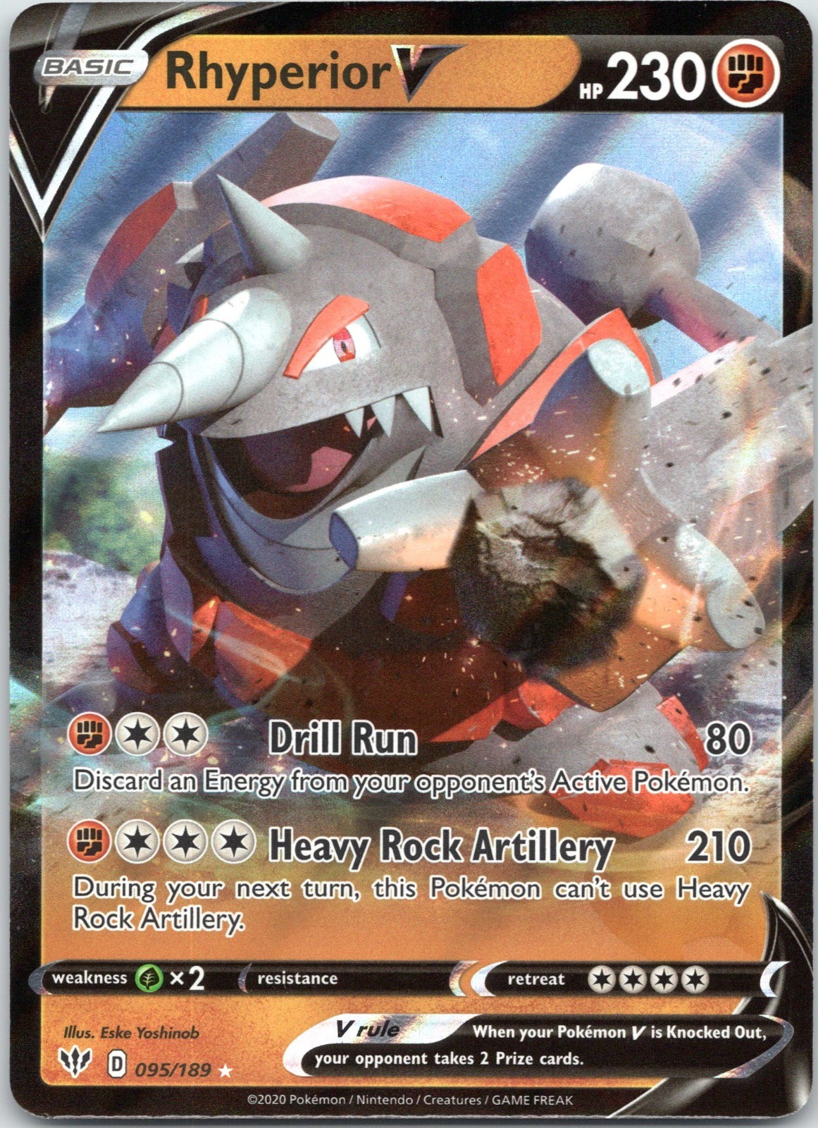 Rhyperior V 095/189 Holo V Rare Darkness Ablaze Pokemon Near Mint