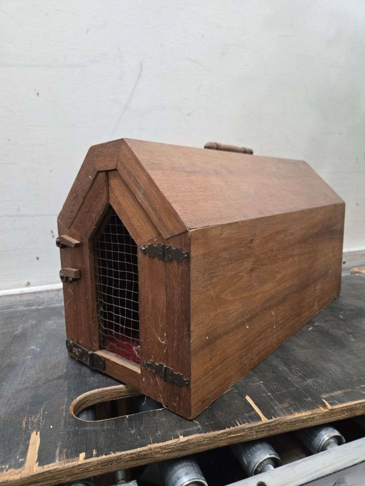 Vintage Wooden Pigeon Carrier Transport Box Racing Bird Cage w Wire Door