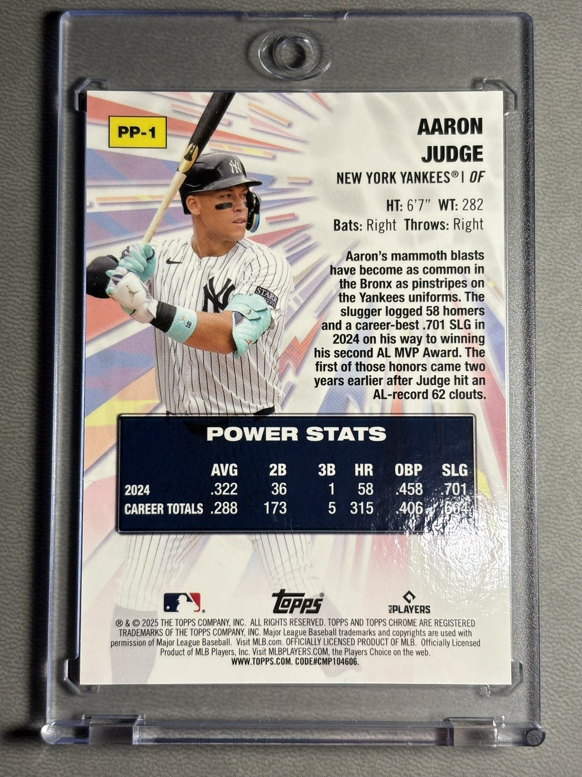 2025 TOPPS CHROME POWER PLAYERS GOLD REFRACTOR #PP1 AARON JUDGE /50