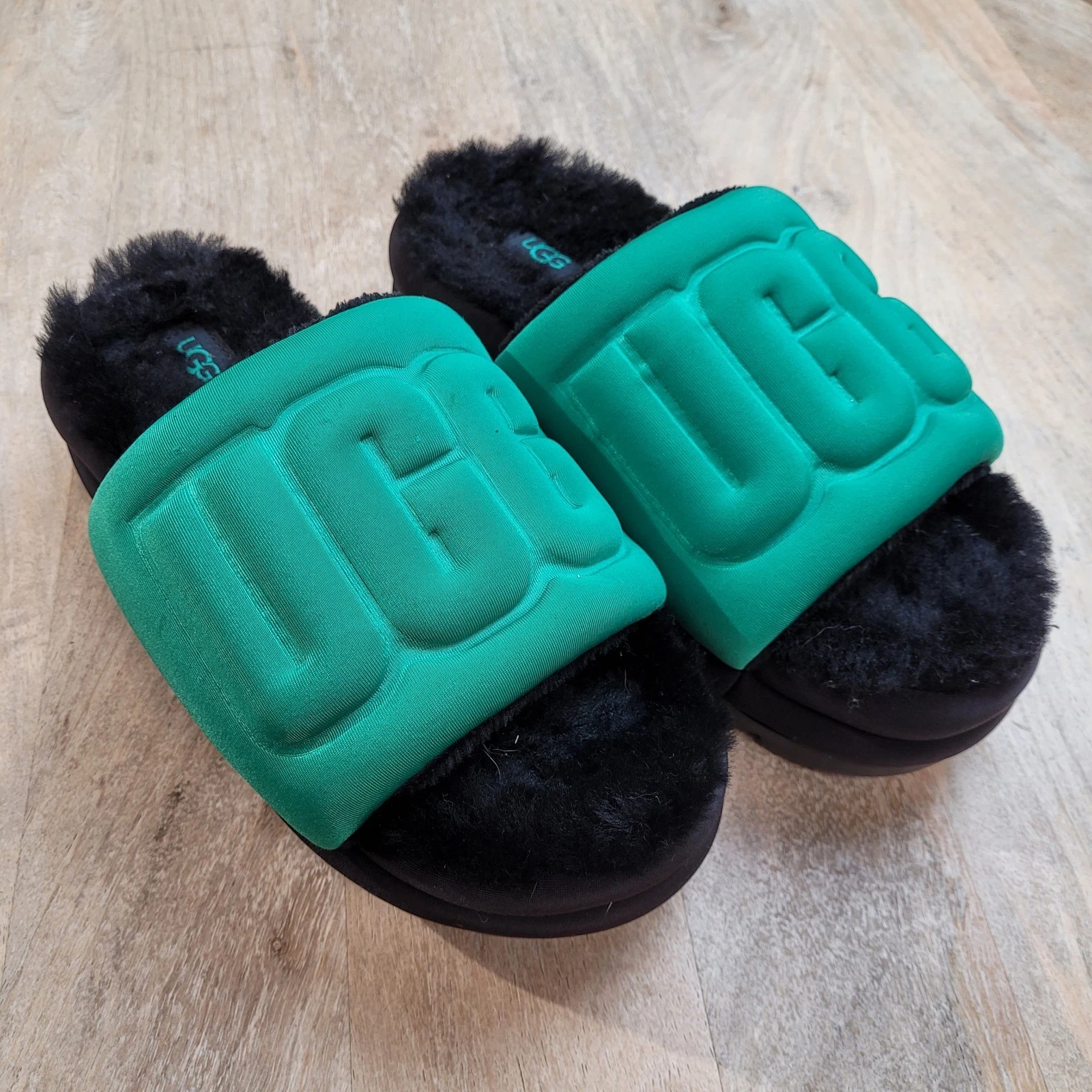 Ugg Sandali Donna Maxi Grafici Slide Platform Nero Verde Smeraldo Taglia 6