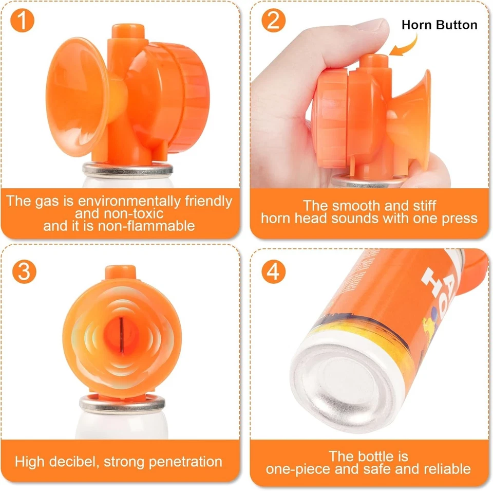 2 Super Loud Mini Air Horn Can Emergency Hand Held Compressed Boat Horns Boating - Image 3 of 4