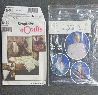Vintage Collar Sewing Pattern Lot Elizabeth Anne & Simplicity 8465 Uncut