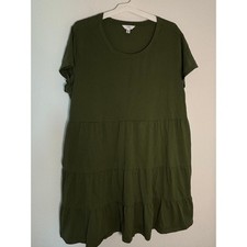 Time and Tru Olive Green Tiered T-Shirt Dress Womens XXXL 22 Short Sleeve Mini