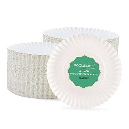 6 Inch Paper Plates 1000 Count, White Paper Plates Uncoated, Everyday