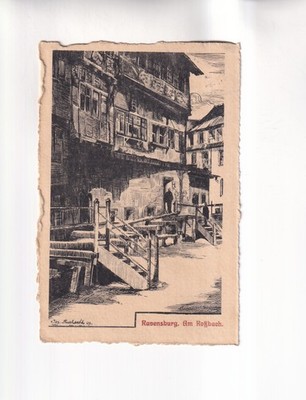 F9543) Ansichtskarte, RAVENSBURG - Am Roßbach - signiert - 1918