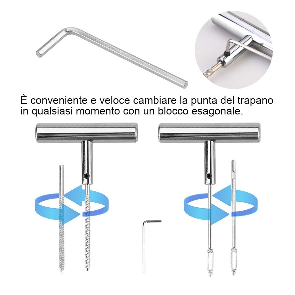 Pcs Kit Riparazione Pneumatici Auto Moto Professionale Rapida Kit Ripara - Miniatura 4
